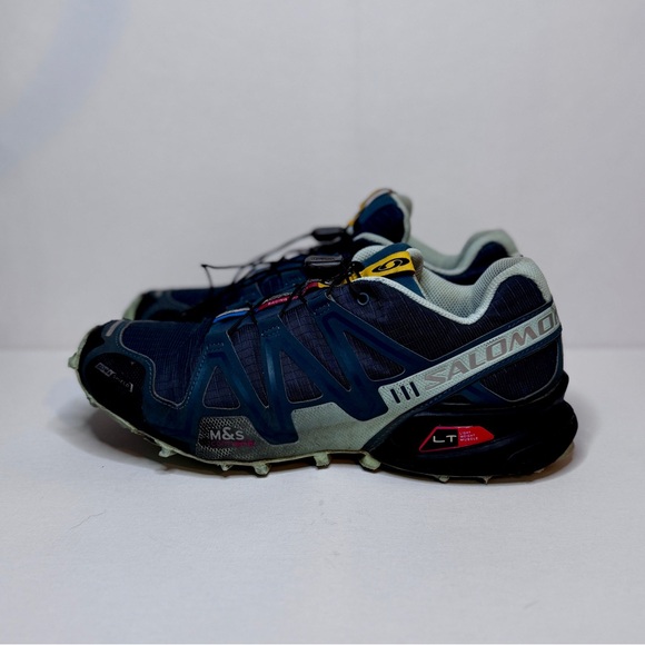 Salomon Speedcross 3 Trail Running Shoes Size 9 Black Blue Quicklace - Picture 11 of 12